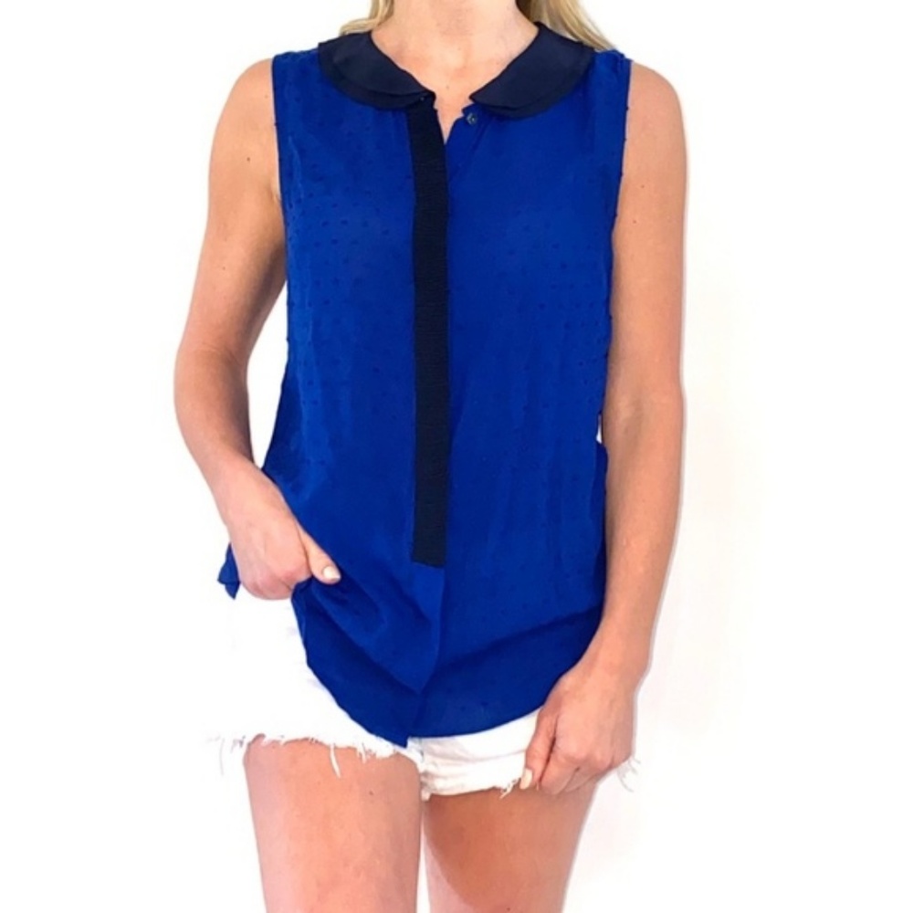 Postmark Anthropologie Louisa Dot Blouse in Blue